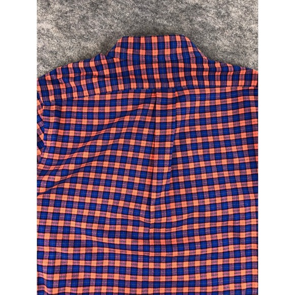 Ralph Lauren Mens M Orange Blue Plaid Shirt Long Sleeve Button Down - Picture 3 of 11